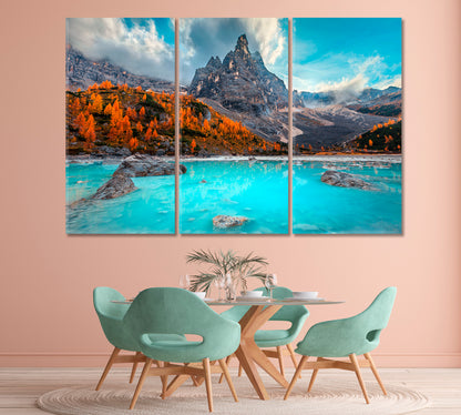 Alpine Landscape with Turquoise Lake Sorapis Dolomites Italy Canvas Print-Canvas Print-CetArt-1 Panel-24x16 inches-CetArt