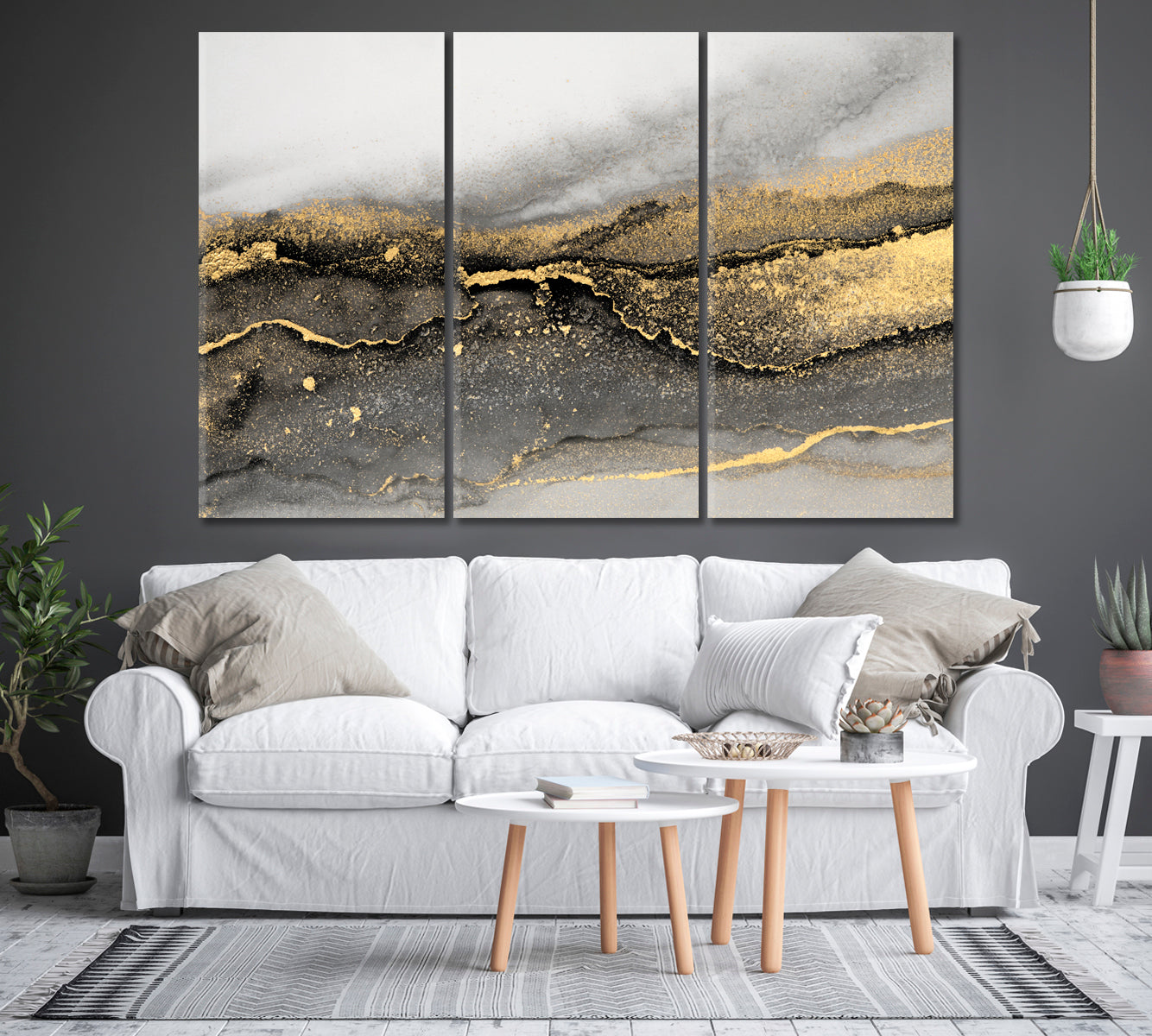 Abstract Smoky Gray Marble Canvas Print-Canvas Print-CetArt-1 Panel-24x16 inches-CetArt