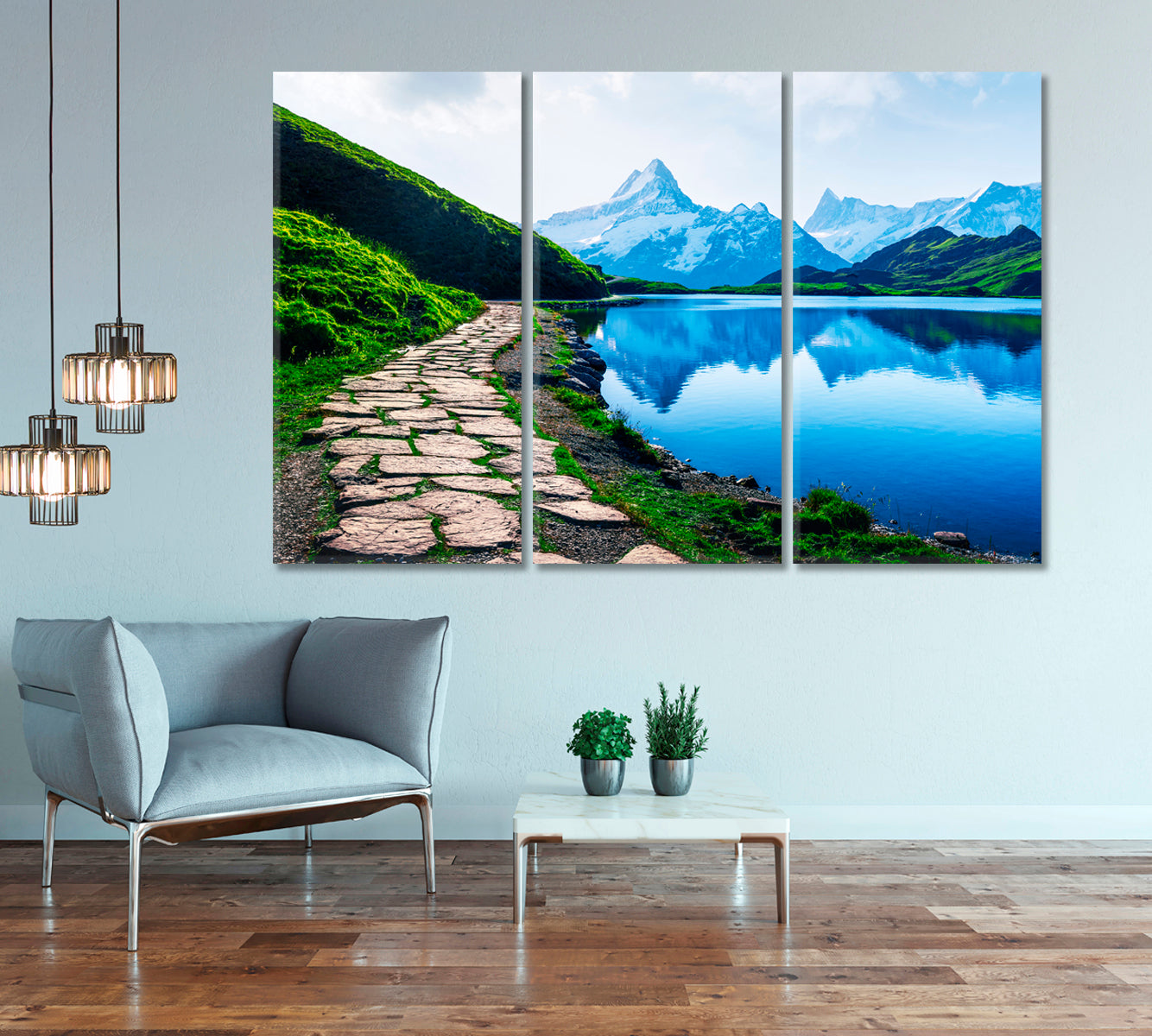 Bachalpsee Lake Swiss Alps Amazing Landscape Canvas Print-Canvas Print-CetArt-1 Panel-24x16 inches-CetArt