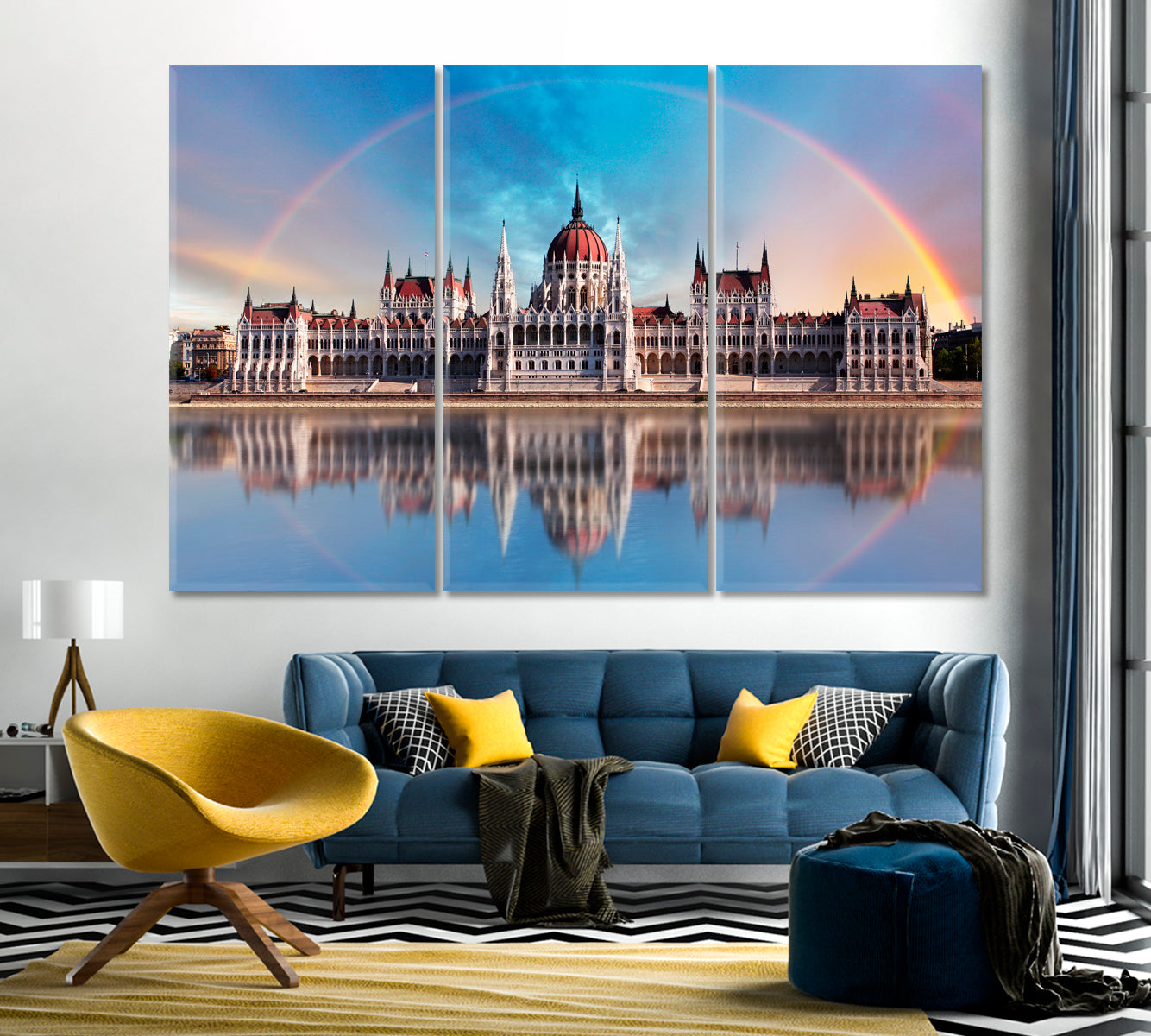 Hungarian Parliament with Reflection in Danube River Canvas Print-Canvas Print-CetArt-1 Panel-24x16 inches-CetArt