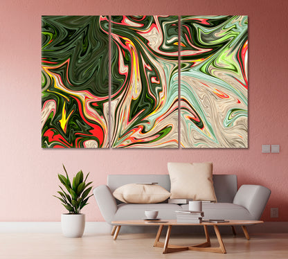 Abstract Red and Green Pattern Canvas Print-Artwork-CetArt-1 Panel-24x16 inches-CetArt