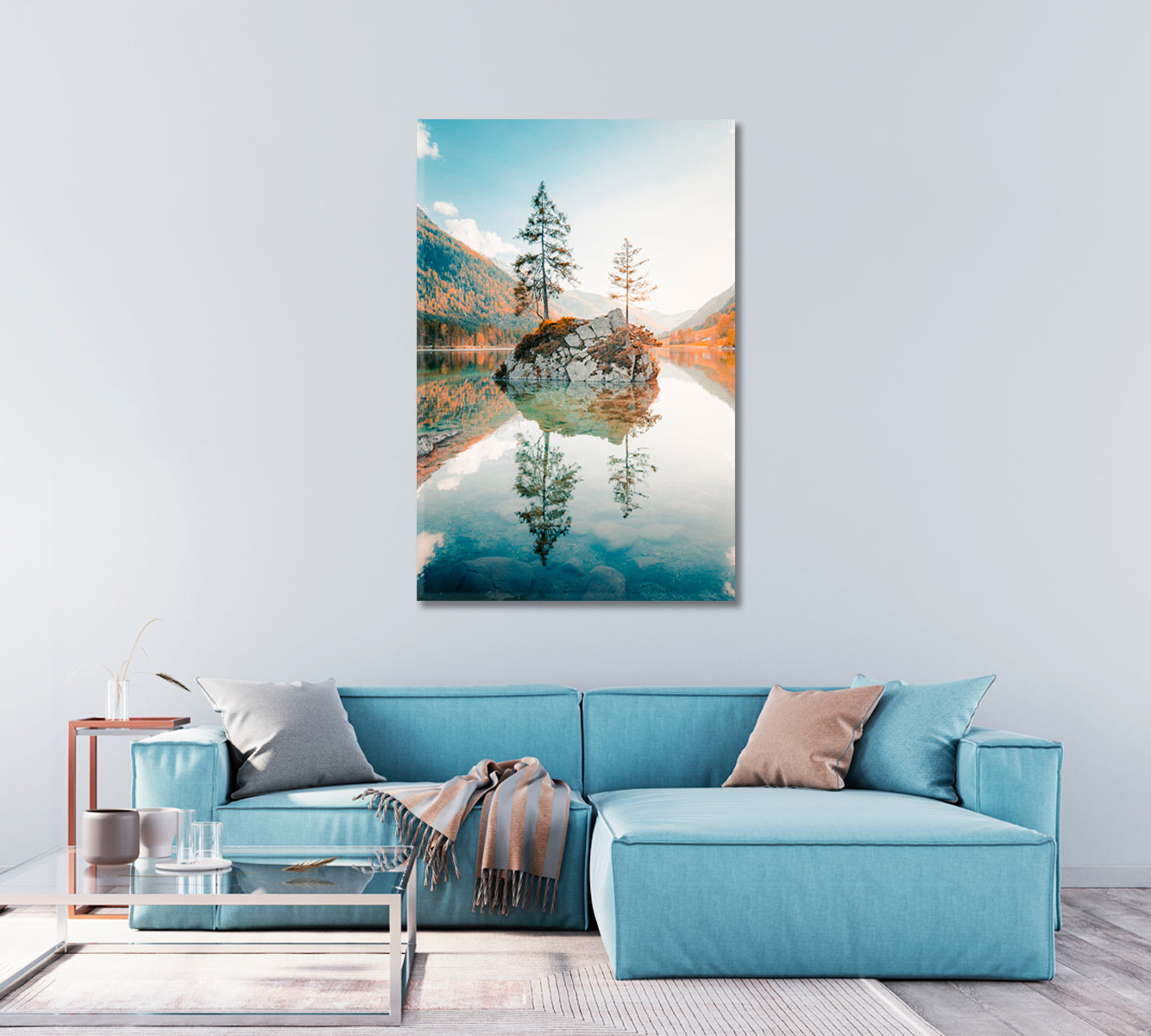 Beautiful Lake Hintersee at Sunset Berchtesgaden Bavaria Germany Canvas Print-Canvas Print-CetArt-1 panel-16x24 inches-CetArt