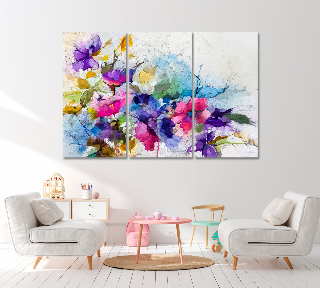 Modern Abstract Flowers Canvas Print-Canvas Print-CetArt-1 Panel-24x16 inches-CetArt