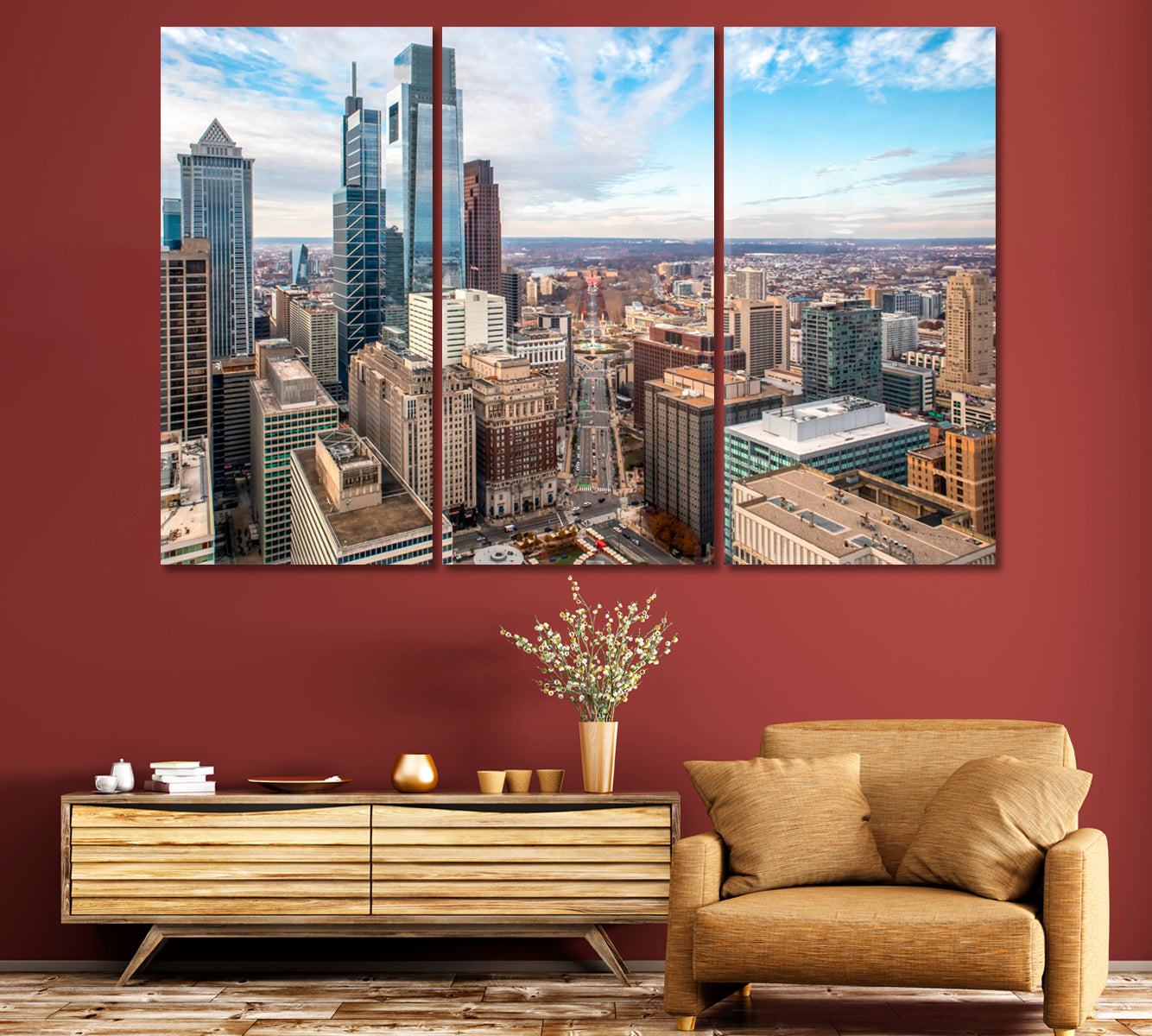 View of the Skyscrapers of Philadelphia USA Canvas Print-Canvas Print-CetArt-1 Panel-24x16 inches-CetArt