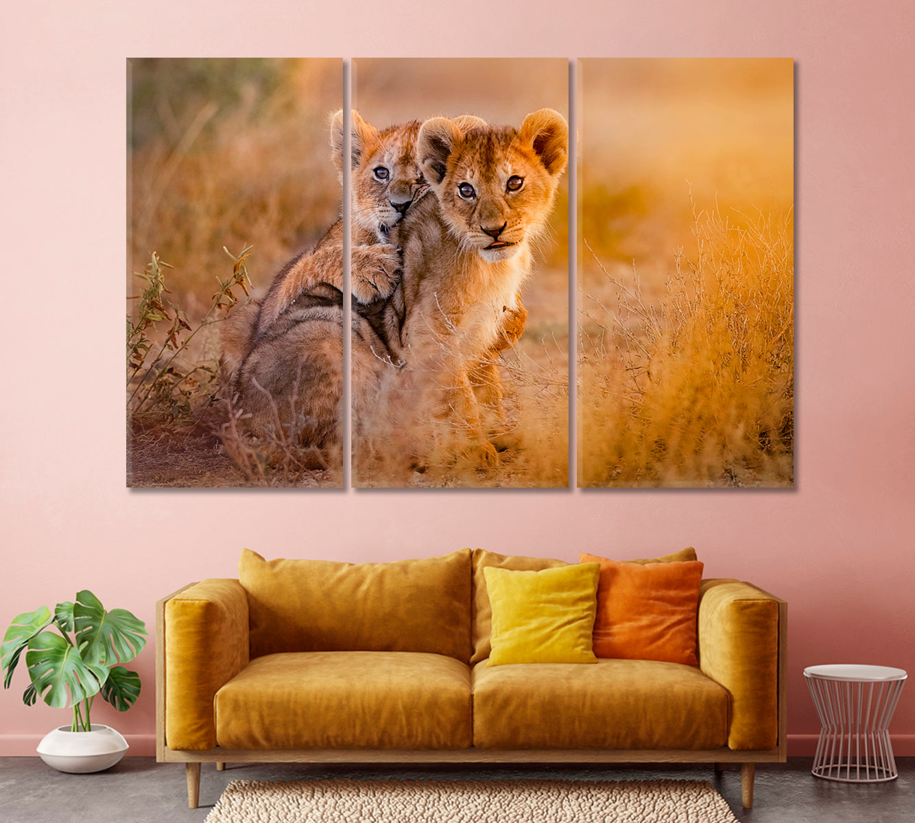 Two Cute Lion Cubs Canvas Print-Canvas Print-CetArt-1 Panel-24x16 inches-CetArt