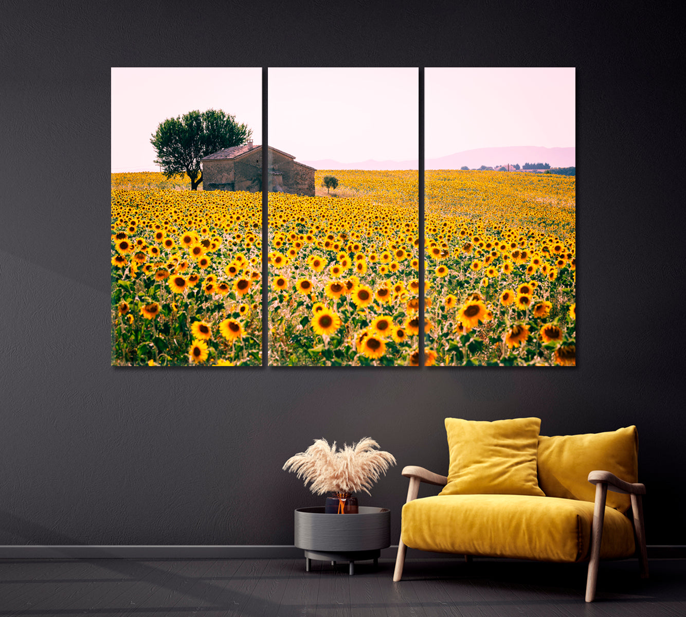 Valensole Plateau with Sunflowers Field Provence France Canvas Print-Canvas Print-CetArt-1 Panel-24x16 inches-CetArt