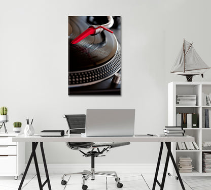 Record Player with Red Needle Canvas Print-Canvas Print-CetArt-1 panel-16x24 inches-CetArt