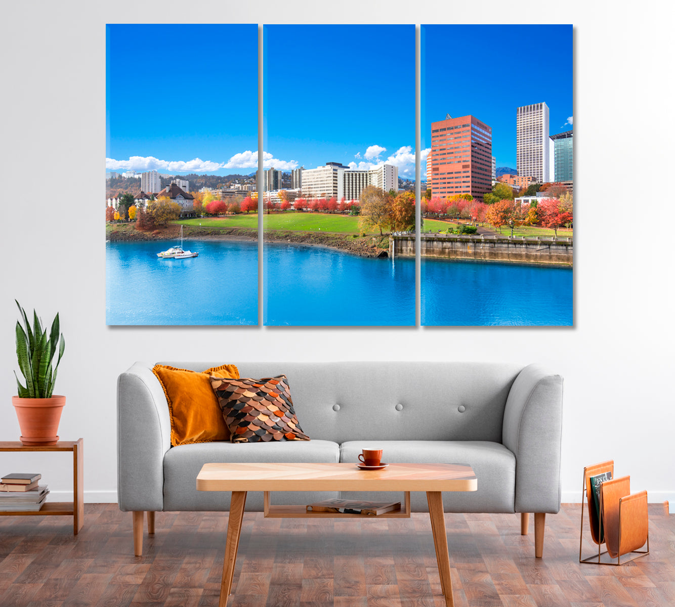 Portland Cityscape with Willamette River Canvas Print-Canvas Print-CetArt-1 Panel-24x16 inches-CetArt