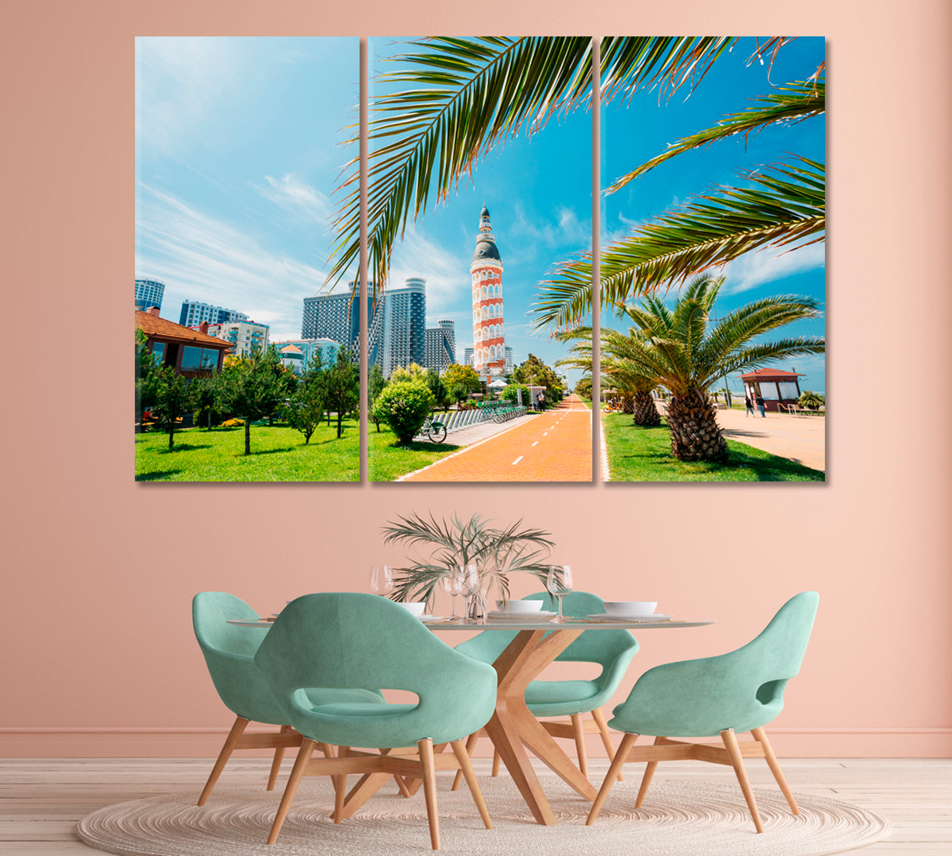 Batumi Georgia Embankment with Modern Buildings and Tower Canvas Print-Canvas Print-CetArt-1 Panel-24x16 inches-CetArt