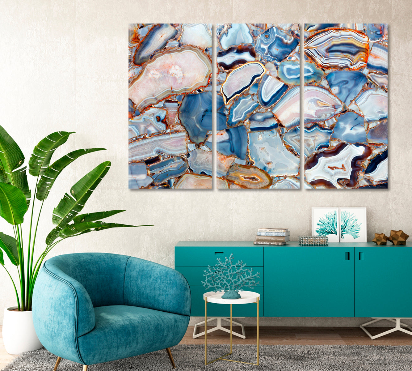 Natural white Blue Agate Crystal Canvas Print-Canvas Print-CetArt-1 Panel-24x16 inches-CetArt