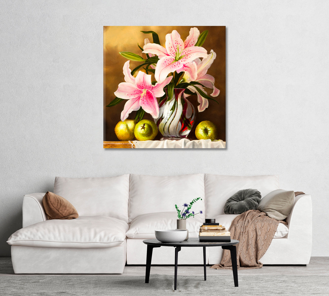 Still Life Lilies Flowers Canvas Print-Canvas Print-CetArt-1 panel-12x12 inches-CetArt