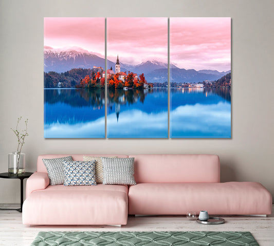 Church on Island Lake Bled Slovenia Canvas Print-Canvas Print-CetArt-1 Panel-24x16 inches-CetArt