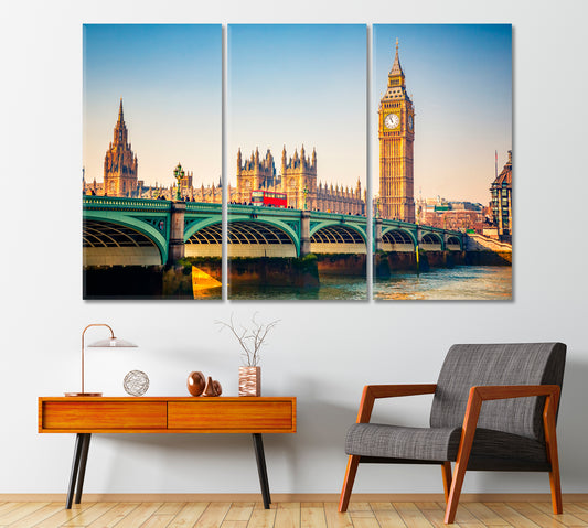 Big Ben and Westminster Bridge in London UK Canvas Print-Canvas Print-CetArt-1 Panel-24x16 inches-CetArt