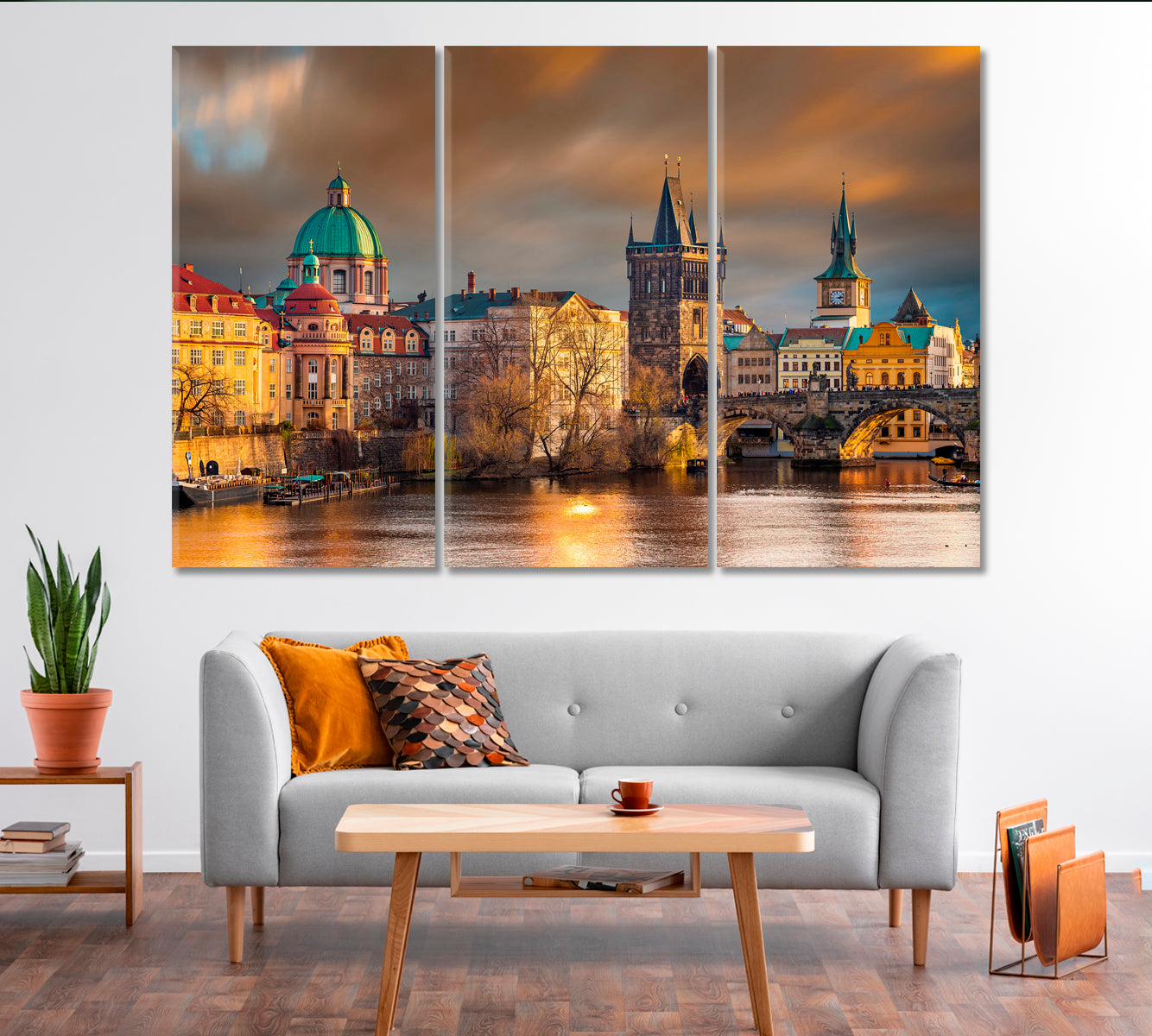 Church of St Francis and Charles Bridge Prague Canvas Print-Canvas Print-CetArt-1 Panel-24x16 inches-CetArt