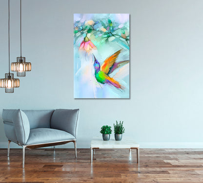 Abstract Colorful Hummingbird Canvas Print-Canvas Print-CetArt-1 panel-16x24 inches-CetArt