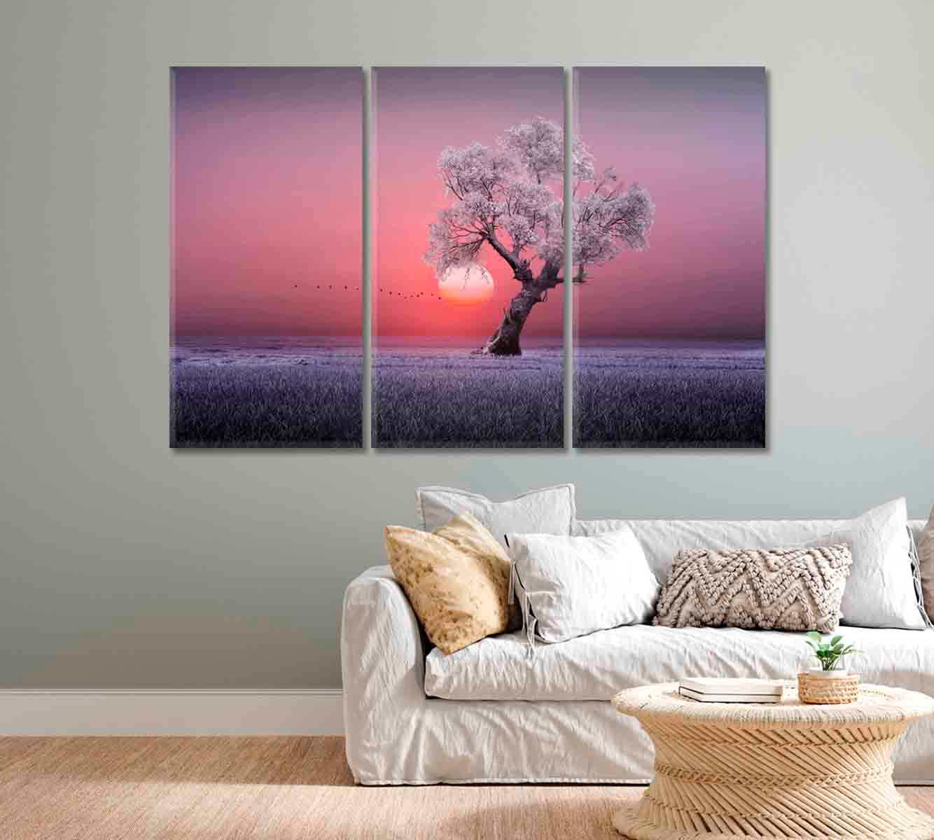 Lonely Tree at Beautiful Sunset Canvas Print-Canvas Print-CetArt-1 Panel-24x16 inches-CetArt