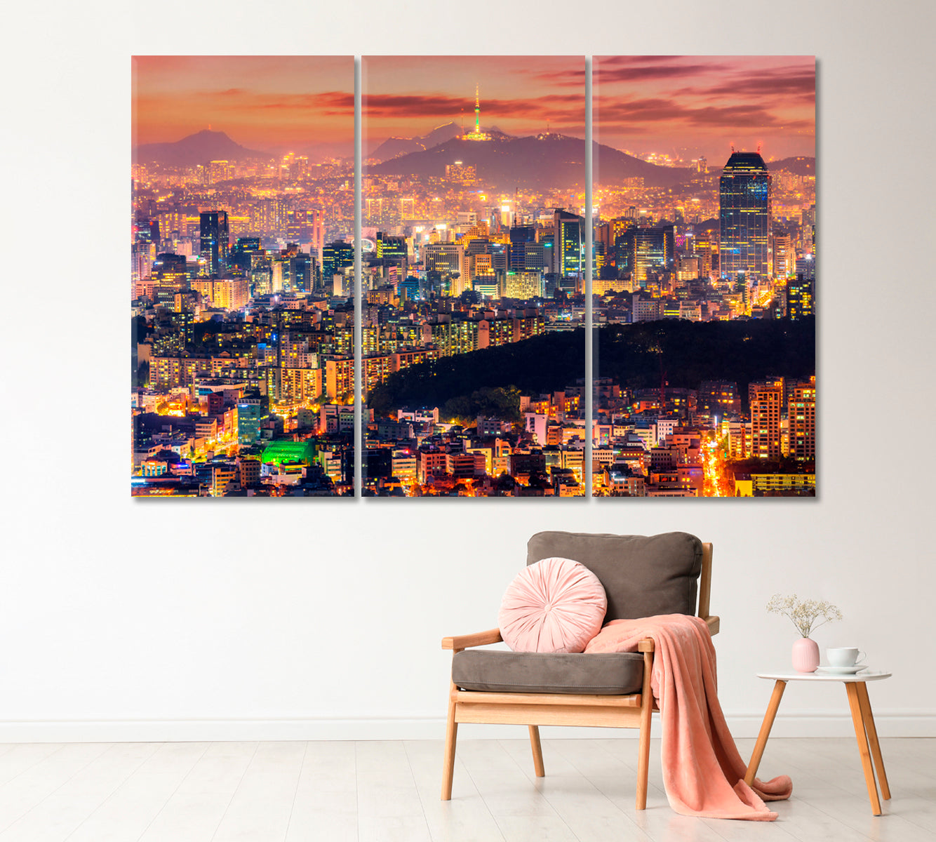 Seoul City Lights South Korea Canvas Print-Canvas Print-CetArt-1 Panel-24x16 inches-CetArt