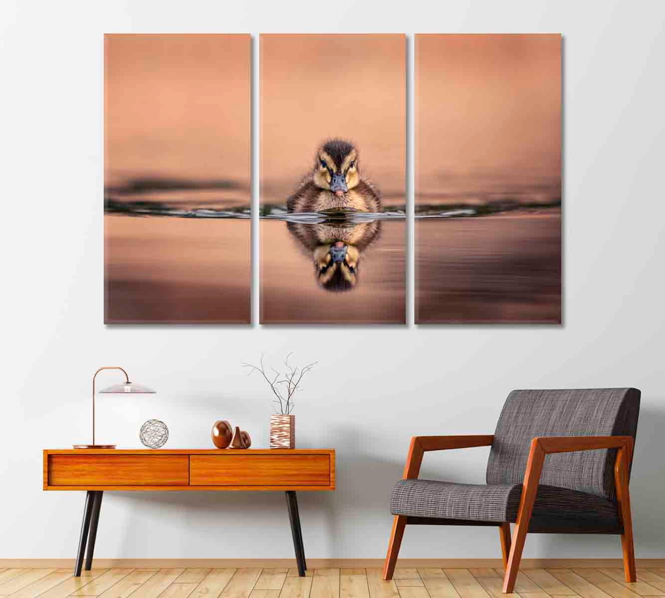 Amazing View Cute Duckling On Lake Canvas Print-Canvas Print-CetArt-1 Panel-24x16 inches-CetArt