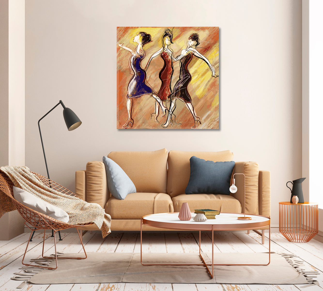 Abstract Dancing Women Canvas Print-Canvas Print-CetArt-1 panel-12x12 inches-CetArt