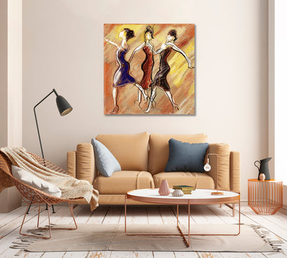 Abstract Dancing Women Canvas Print-Canvas Print-CetArt-1 panel-12x12 inches-CetArt