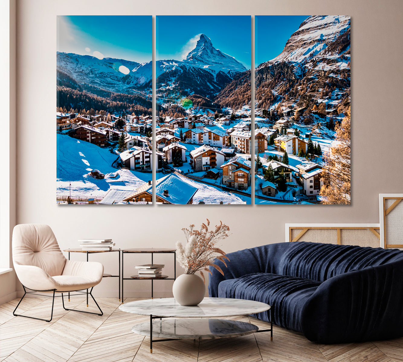 Zermatt Village at Matterhorn Mountain Canvas Print-Canvas Print-CetArt-1 Panel-24x16 inches-CetArt