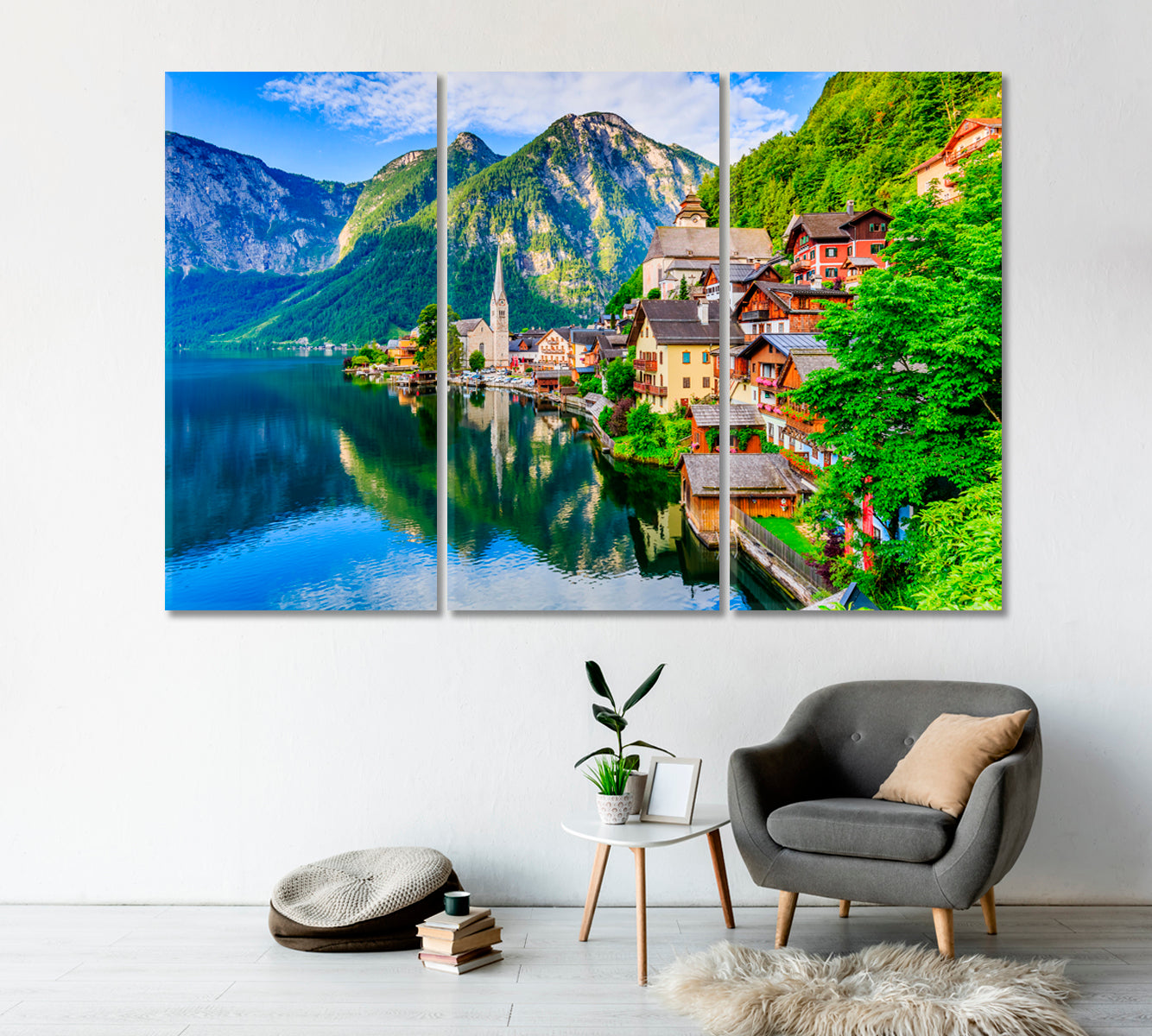 Mountain Village Hallstatt the Austrian Alps at Sunrise Canvas Print-Canvas Print-CetArt-1 Panel-24x16 inches-CetArt