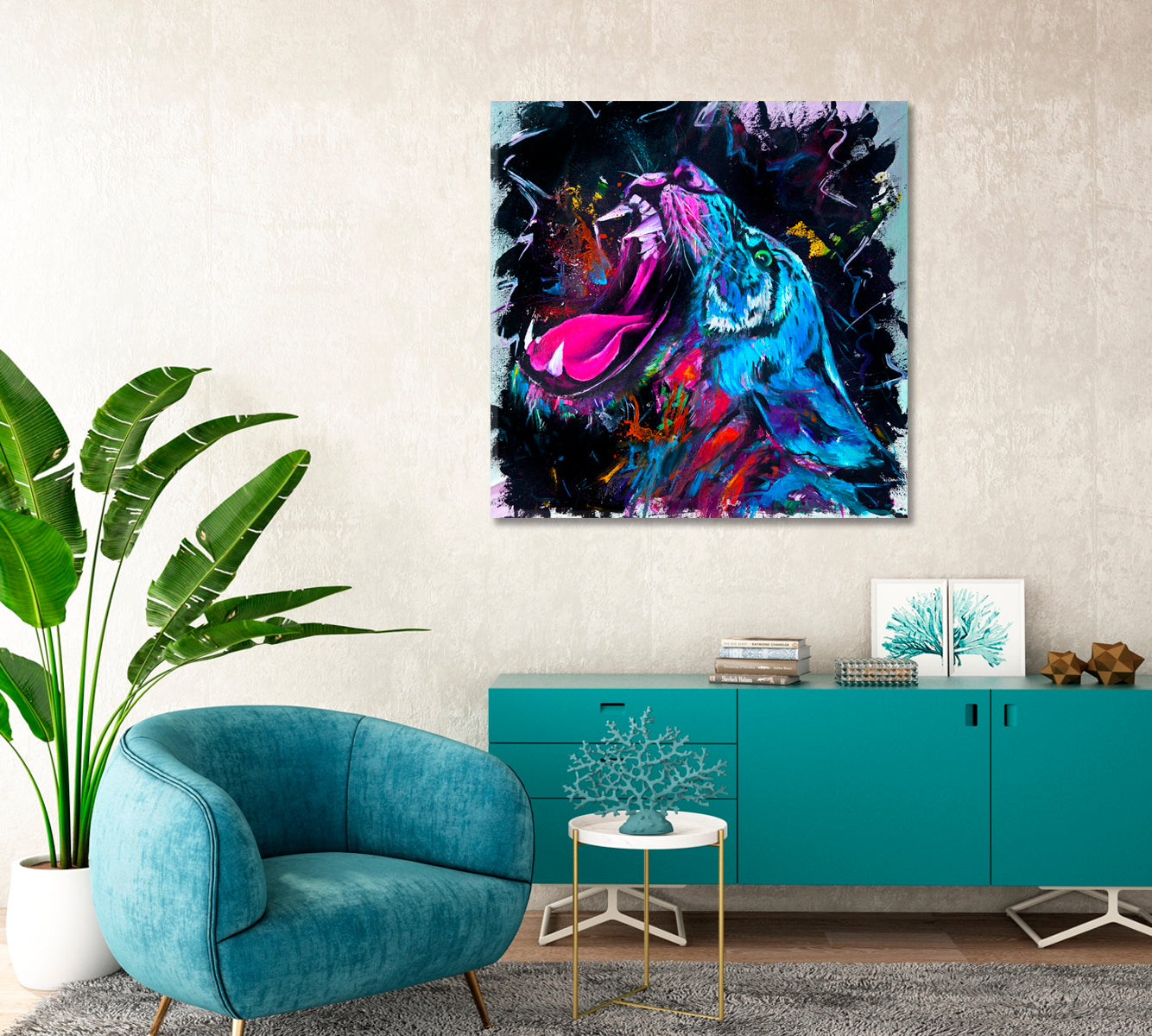 Roaring Tiger Canvas Print-Canvas Print-CetArt-1 panel-12x12 inches-CetArt