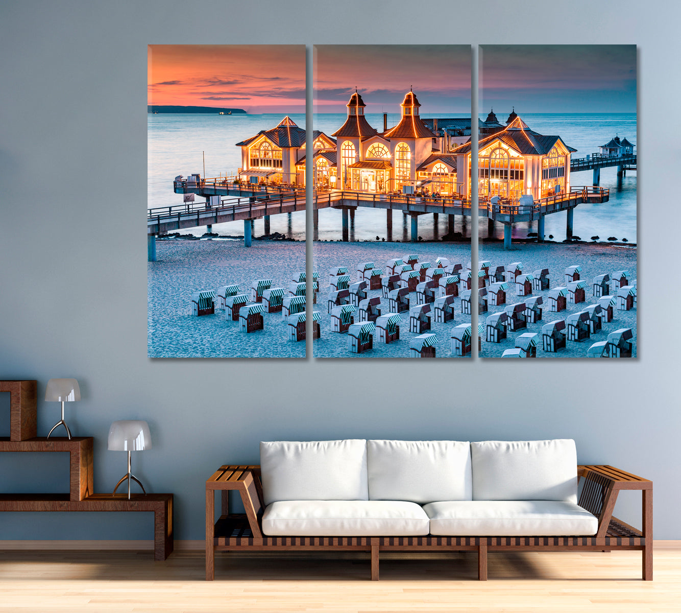 Sellin Pier at Dusk Ostseebad Sellin Germany Canvas Print-Canvas Print-CetArt-1 Panel-24x16 inches-CetArt