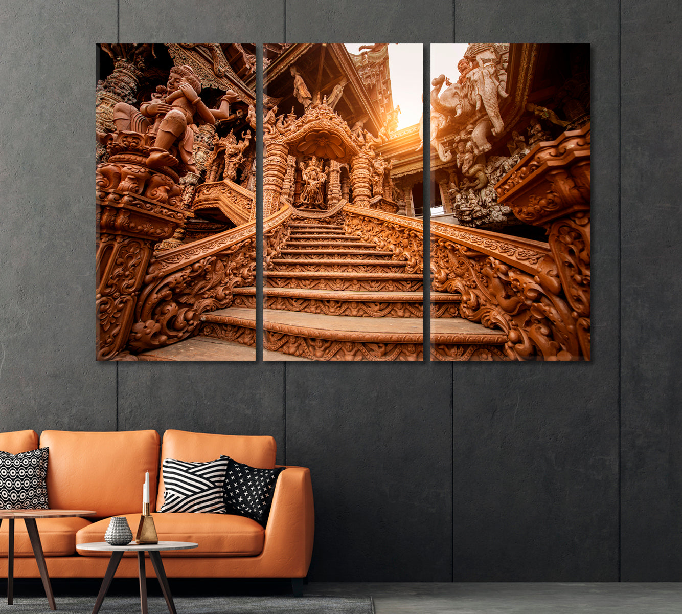 Temple of Truth in Naklua Pattaya Canvas Print-Canvas Print-CetArt-1 Panel-24x16 inches-CetArt