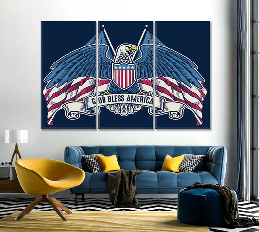 Abstract American Flag with Eagle Canvas Print-Canvas Print-CetArt-1 Panel-24x16 inches-CetArt