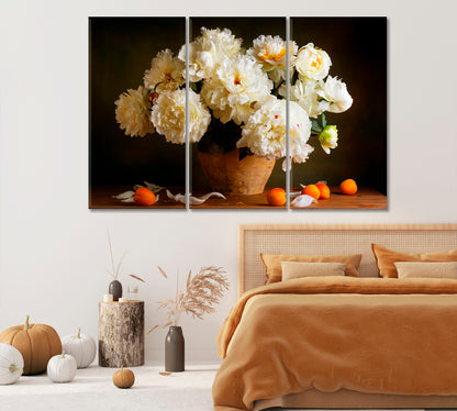 Still life with White Peonies Canvas Print-Canvas Print-CetArt-1 Panel-24x16 inches-CetArt