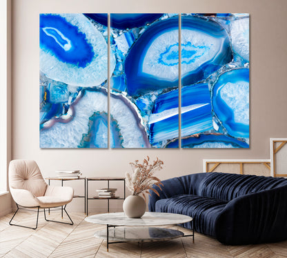 Abstract Blue Agate Canvas Print-Canvas Print-CetArt-1 Panel-24x16 inches-CetArt