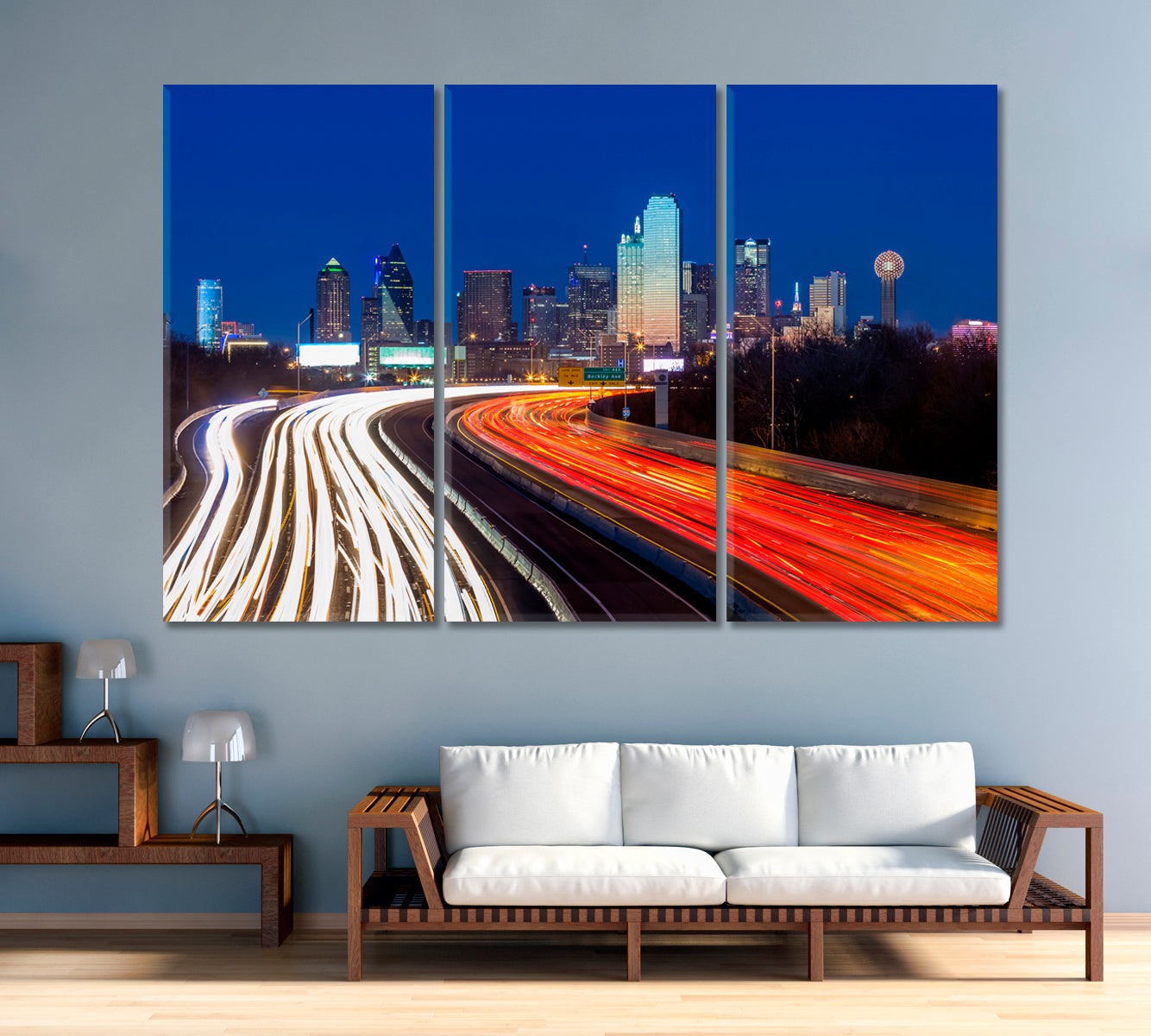 Dallas Night Highway Texas Canvas Print-Canvas Print-CetArt-1 Panel-24x16 inches-CetArt