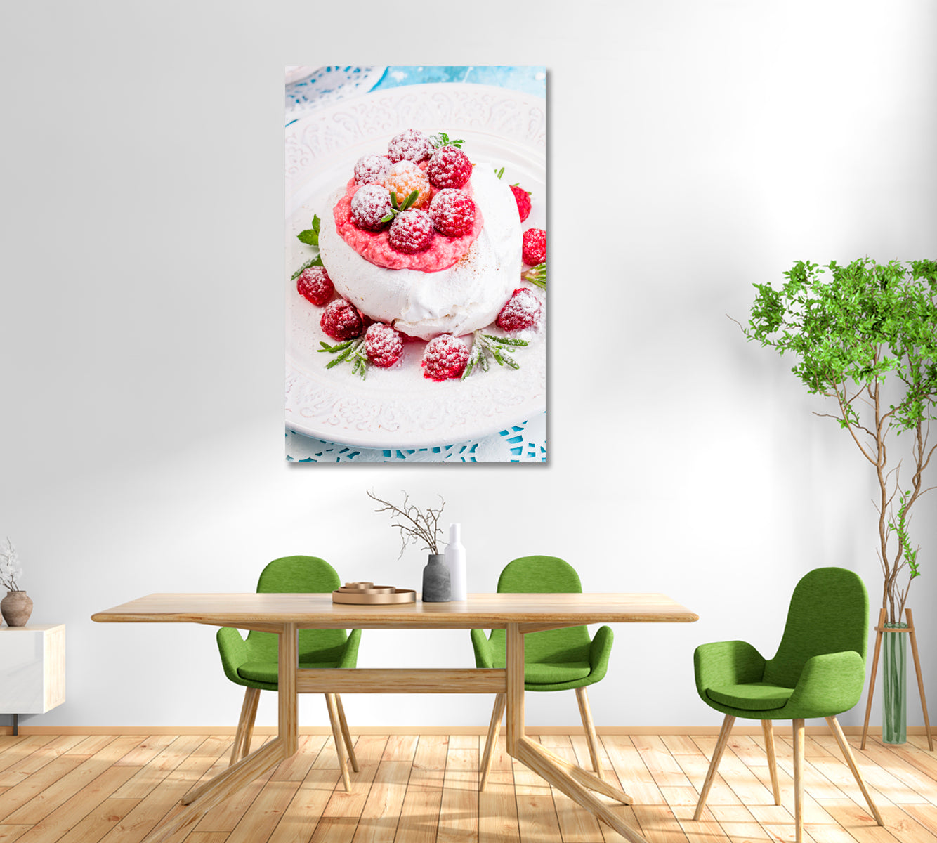 Meringue with Fresh Raspberries Canvas Print-Canvas Print-CetArt-1 panel-16x24 inches-CetArt