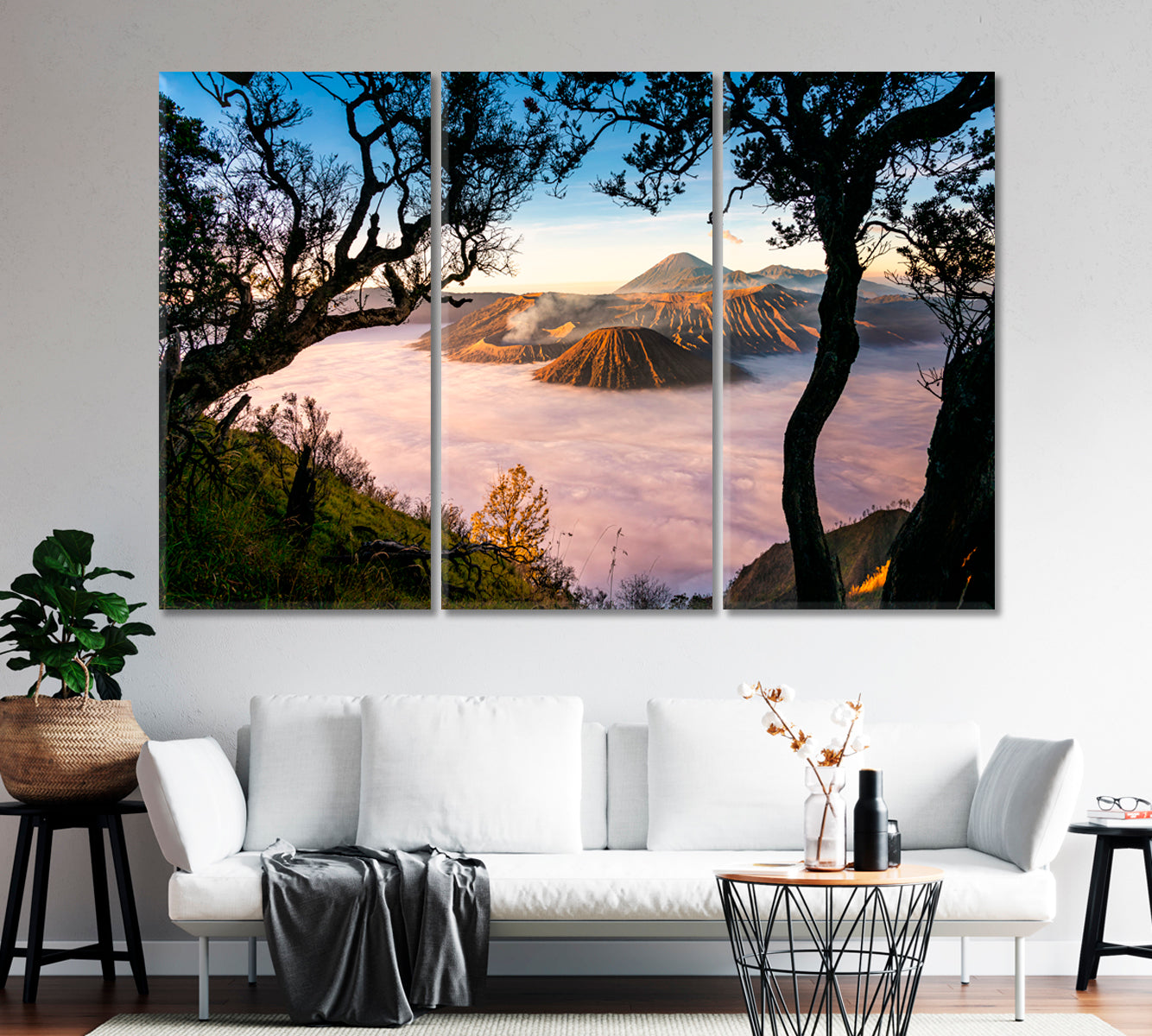 Bromo Volcano Surrounded by Morning Fog Indonesia Canvas Print-Canvas Print-CetArt-1 Panel-24x16 inches-CetArt