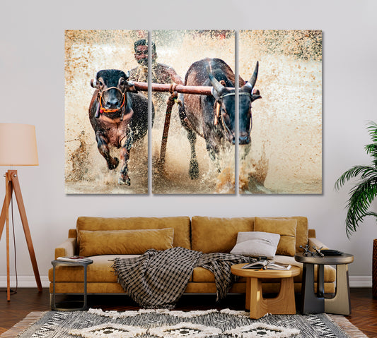 Bullock Race Canvas Print-Canvas Print-CetArt-1 Panel-24x16 inches-CetArt