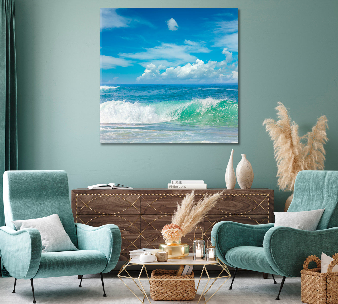 Sea Waves and Blue Sky Canvas Print-Canvas Print-CetArt-1 panel-12x12 inches-CetArt