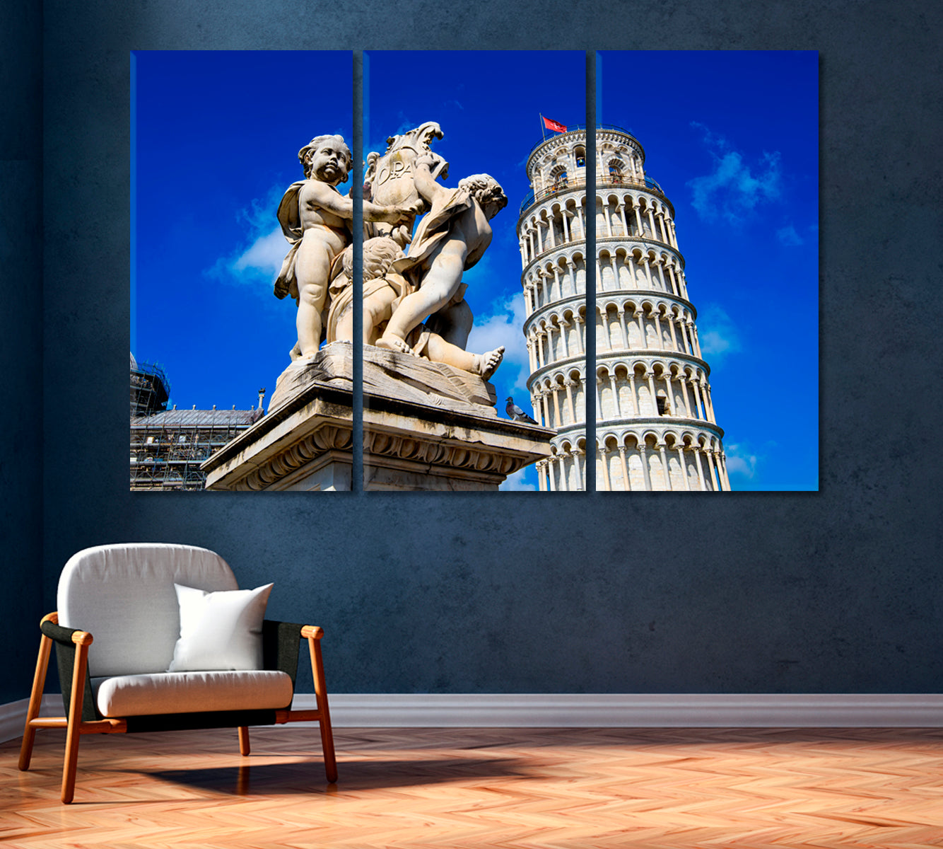 Fontana Dei Putti and Leaning Tower of Pisa Italy Canvas Print-Canvas Print-CetArt-1 Panel-24x16 inches-CetArt