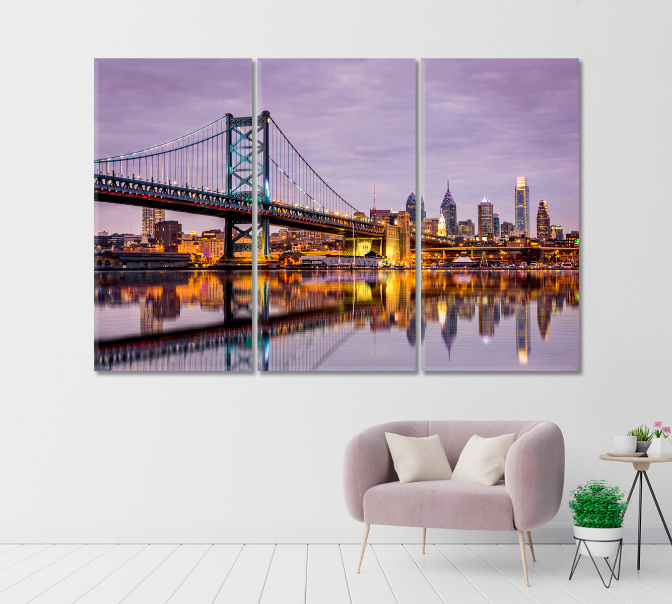 Ben Franklin Bridge and Philadelphia Skyline Canvas Print-Canvas Print-CetArt-1 Panel-24x16 inches-CetArt