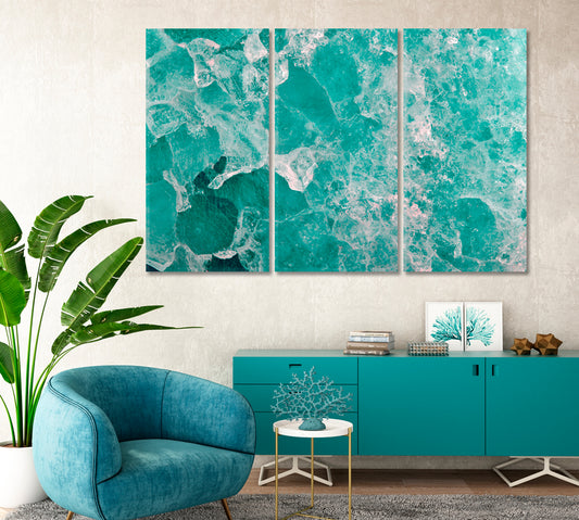 Blue Calcite Abstraction Canvas Print-Canvas Print-CetArt-3 Panels-36x24 inches-CetArt