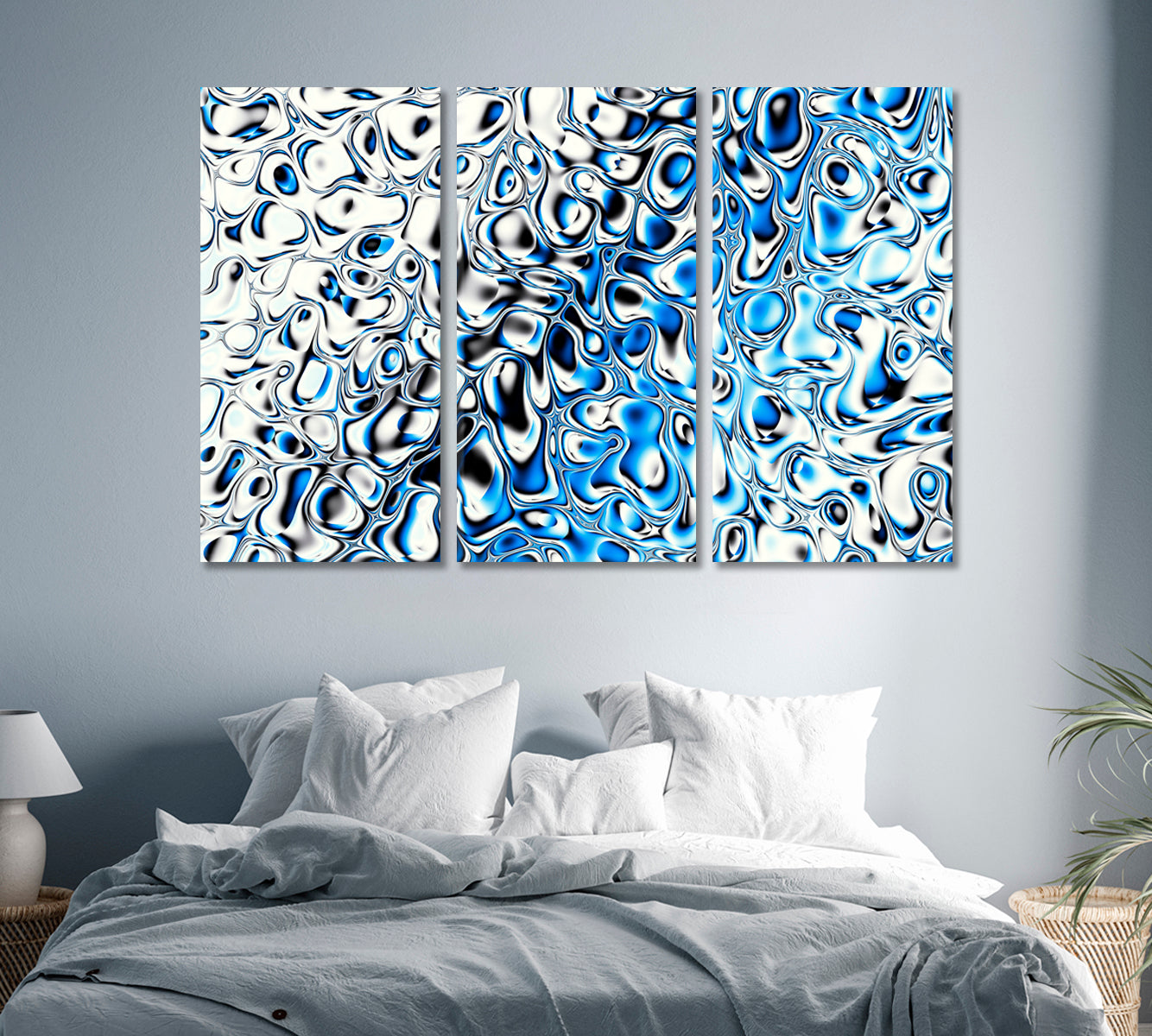 Modern Abstract Blue Bubbles Pattern Canvas Print-Canvas Print-CetArt-1 Panel-24x16 inches-CetArt