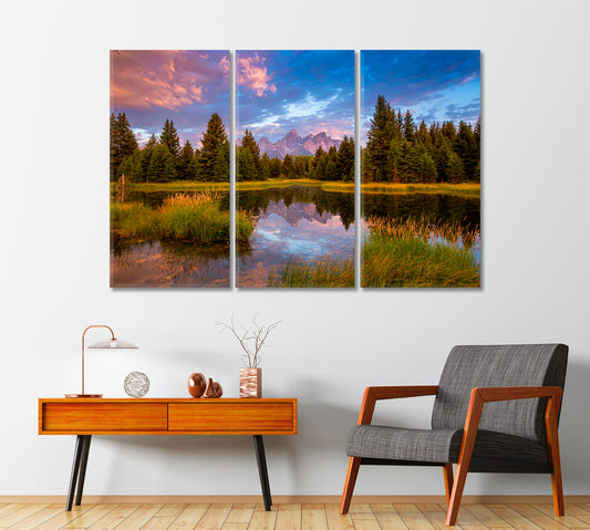 Teton Mountain Range in Grand Teton National Park Canvas Print-Canvas Print-CetArt-1 Panel-24x16 inches-CetArt