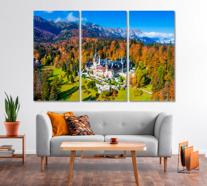 Peles Castle in Autumn Sinaia Romania Canvas Print-Canvas Print-CetArt-1 Panel-24x16 inches-CetArt