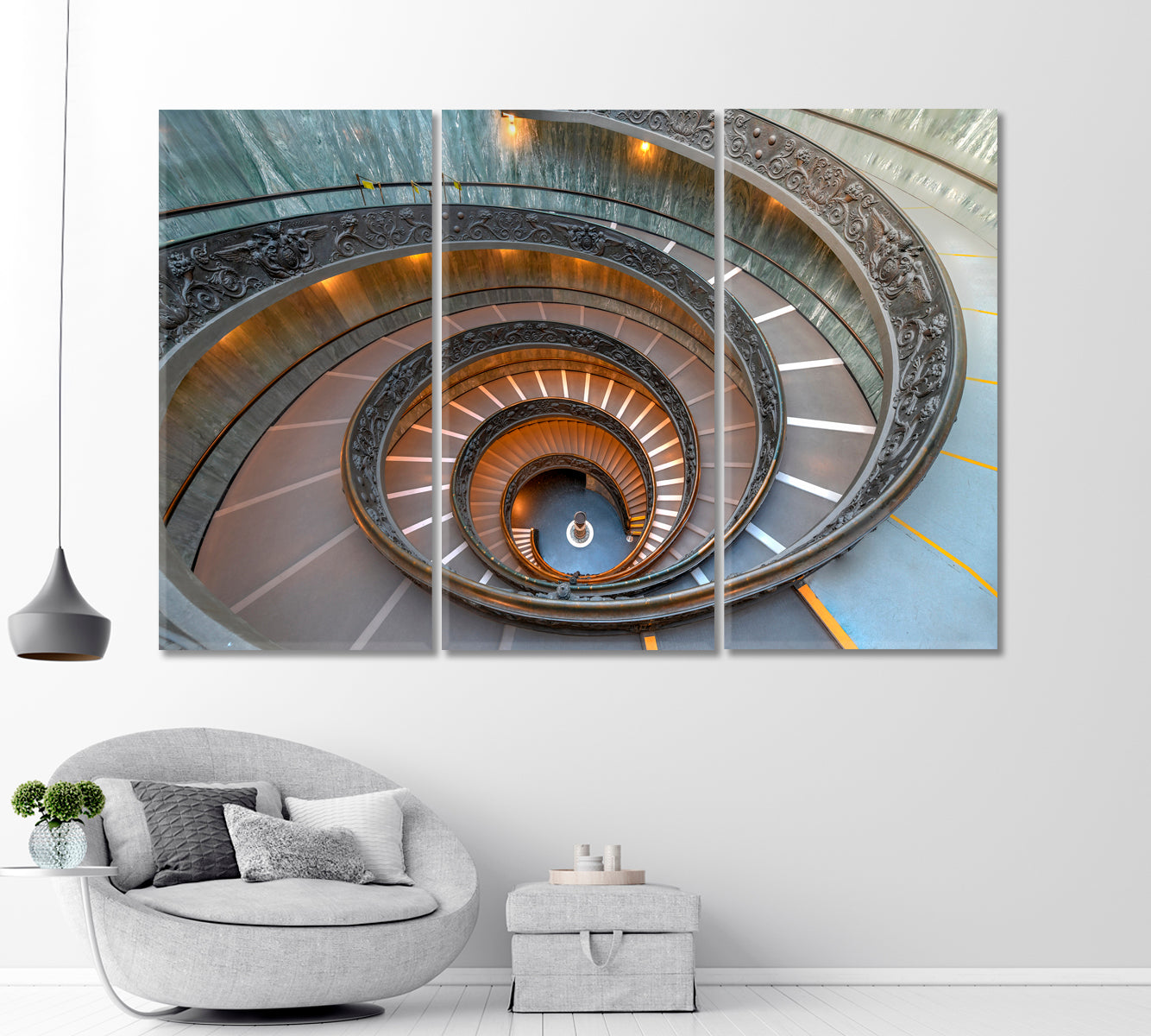 Spiral Staircase Bramante in Vatican Canvas Print-Canvas Print-CetArt-1 Panel-24x16 inches-CetArt