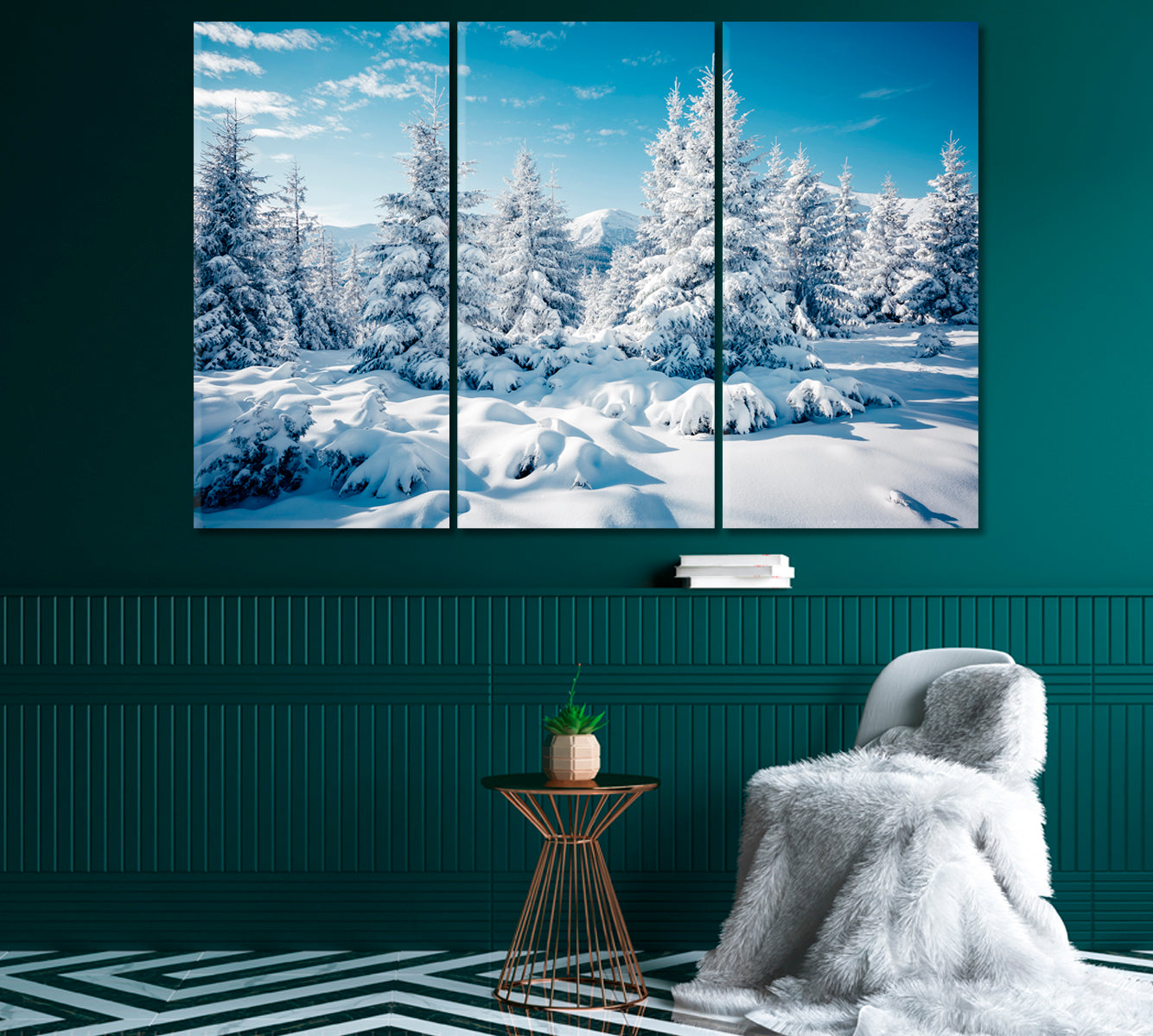 Snowy Spruce Forest in the Mountains Canvas Print-Canvas Print-CetArt-1 Panel-24x16 inches-CetArt