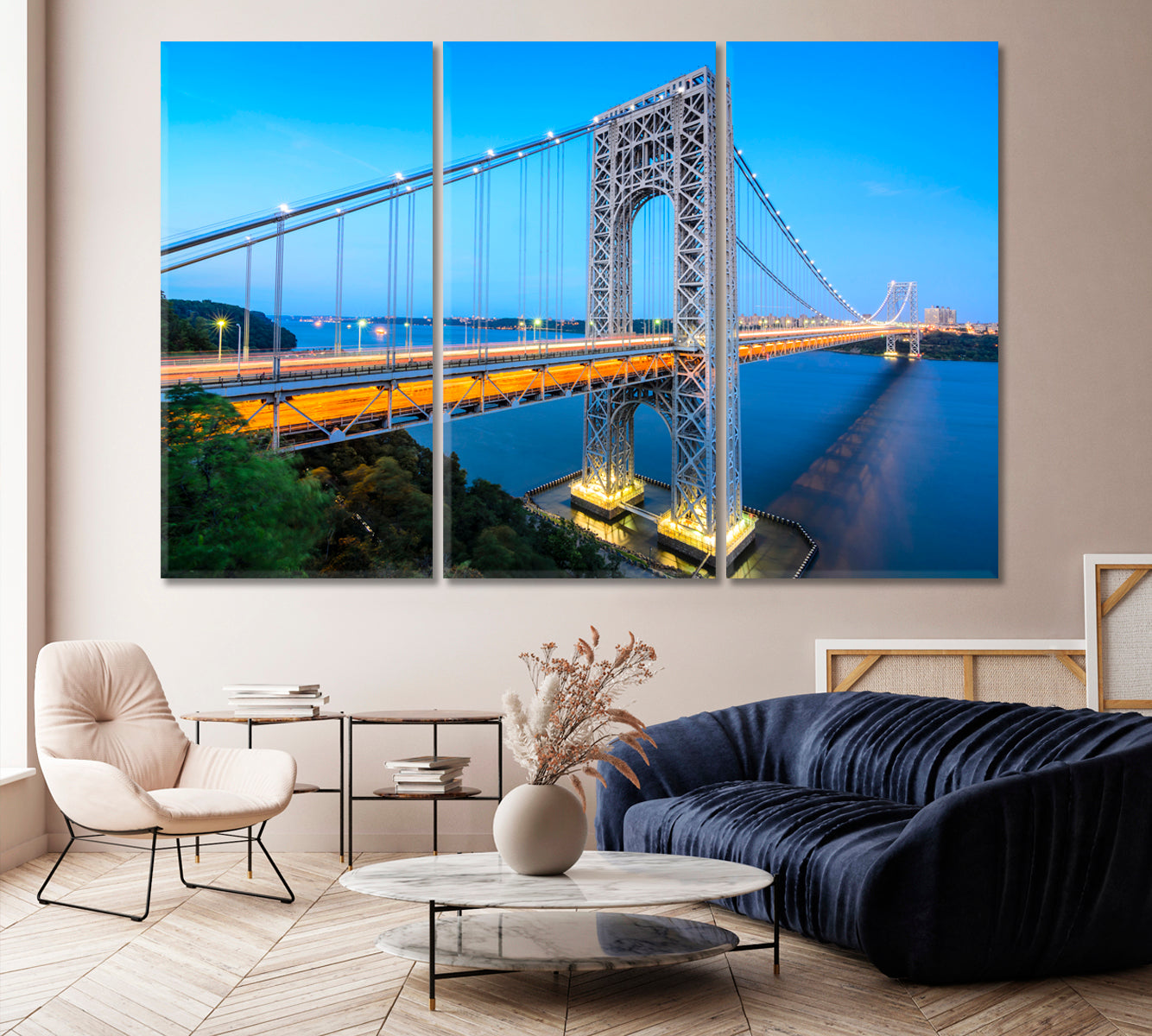 George Washington Bridge the Hudson River New York Canvas Print-Canvas Print-CetArt-1 Panel-24x16 inches-CetArt