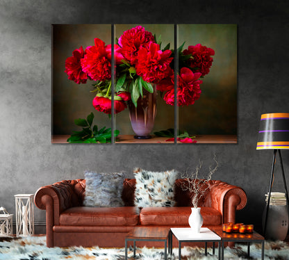 Still Life with Red Peonies Canvas Print-Canvas Print-CetArt-1 Panel-24x16 inches-CetArt