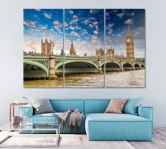 Westminster Bridge and Big Ben London Canvas Print-Canvas Print-CetArt-1 Panel-24x16 inches-CetArt