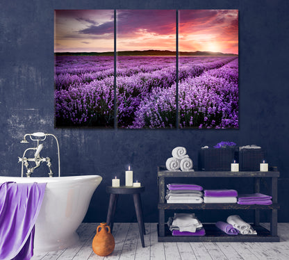 Lavender Field under the Summer Sunset Canvas Print-Canvas Print-CetArt-1 Panel-24x16 inches-CetArt