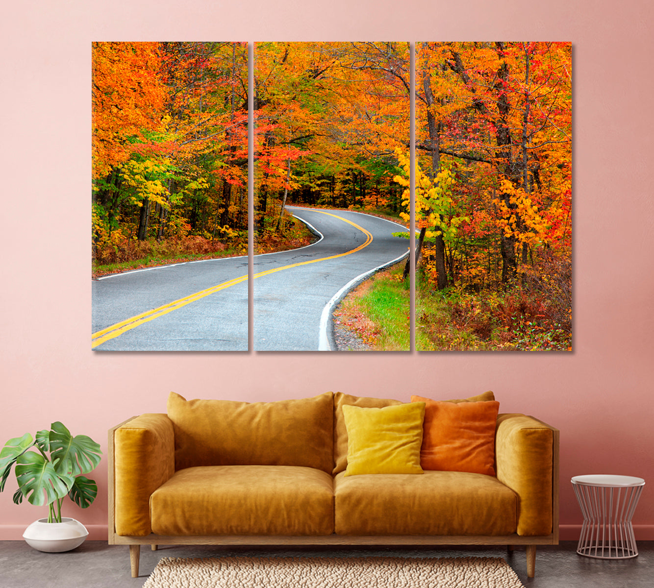 Road to Vermouth USA Autumn Landscape Canvas Print-Canvas Print-CetArt-1 Panel-24x16 inches-CetArt